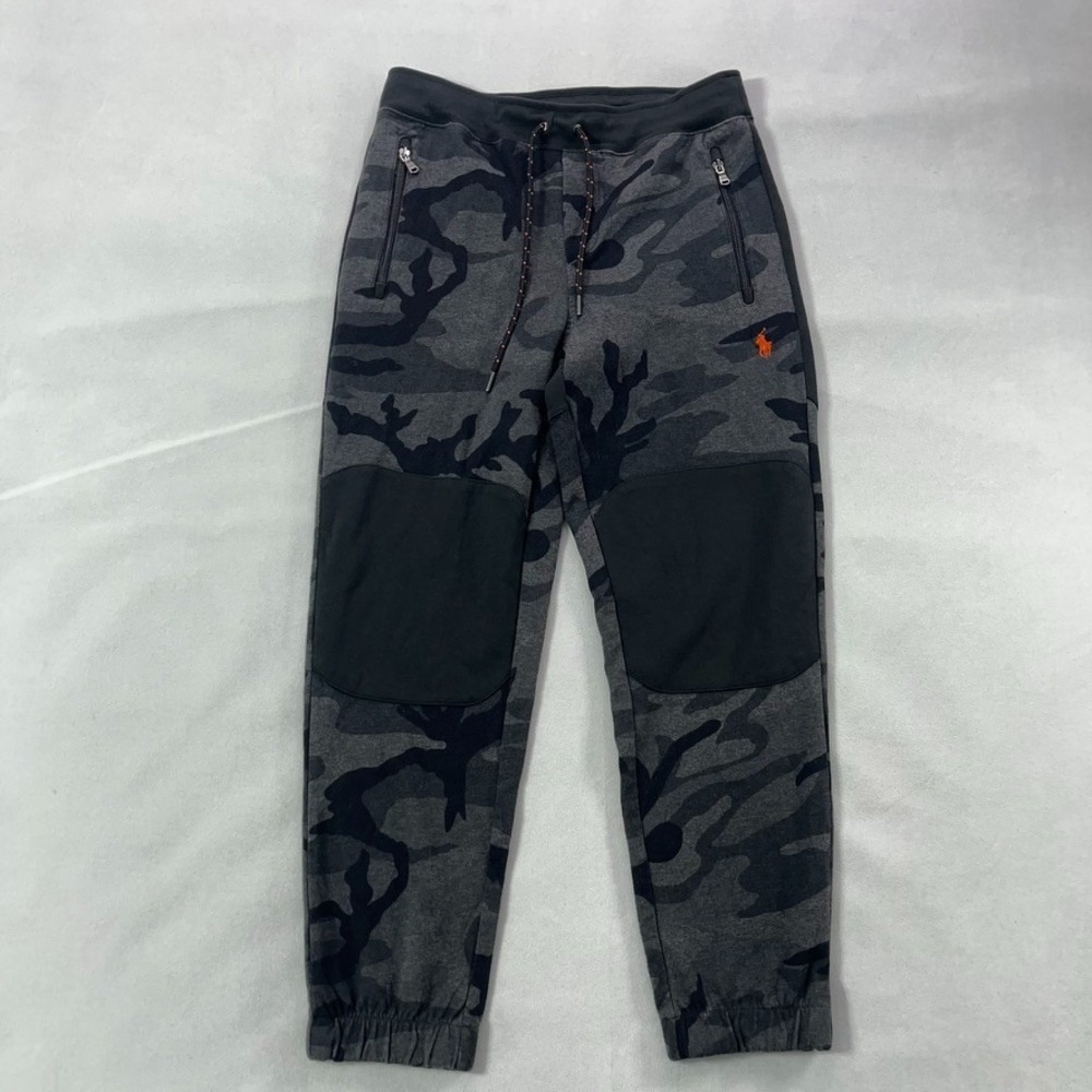Polo Ralph Lauren Camo Jogger Pants Men Small‎ Gray Black RL67 Spell Out